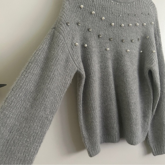 Maurices Gray Sweater with Pearl Accents - Picture 4 of 9